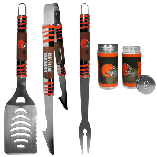 Cleveland Browns 3 pc Tailgater BBQ Set and Salt and Pepper Shaker Set - Siskiyou Buckle