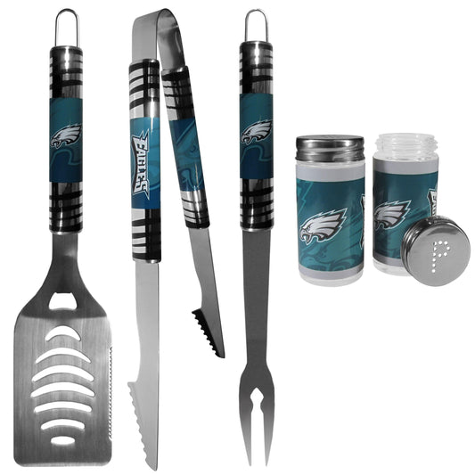 Philadelphia Eagles 3 pc Tailgater BBQ Set and Salt and Pepper Shaker Set - Flyclothing LLC