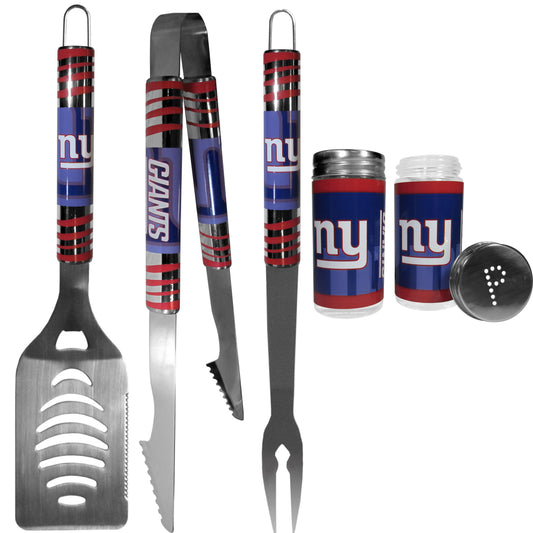 New York Giants 3 pc Tailgater BBQ Set and Salt and Pepper Shaker Set - Siskiyou Buckle