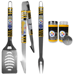 Pittsburgh Steelers 3 pc Tailgater BBQ Set and Salt and Pepper Shaker Set - Siskiyou Buckle