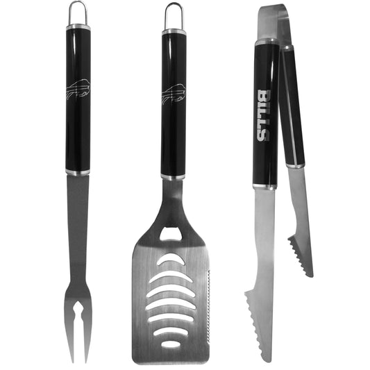 Buffalo Bills 3 pc Steel BBQ Set in Black - Siskiyou Buckle