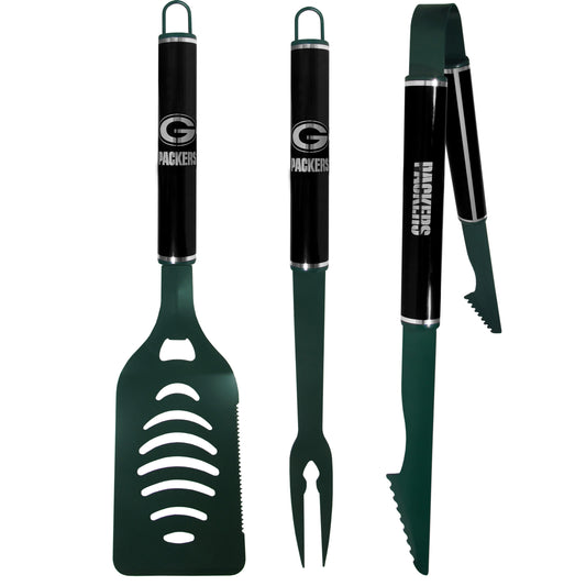 Green Bay Packers 3 pc Color and Black BBQ Set