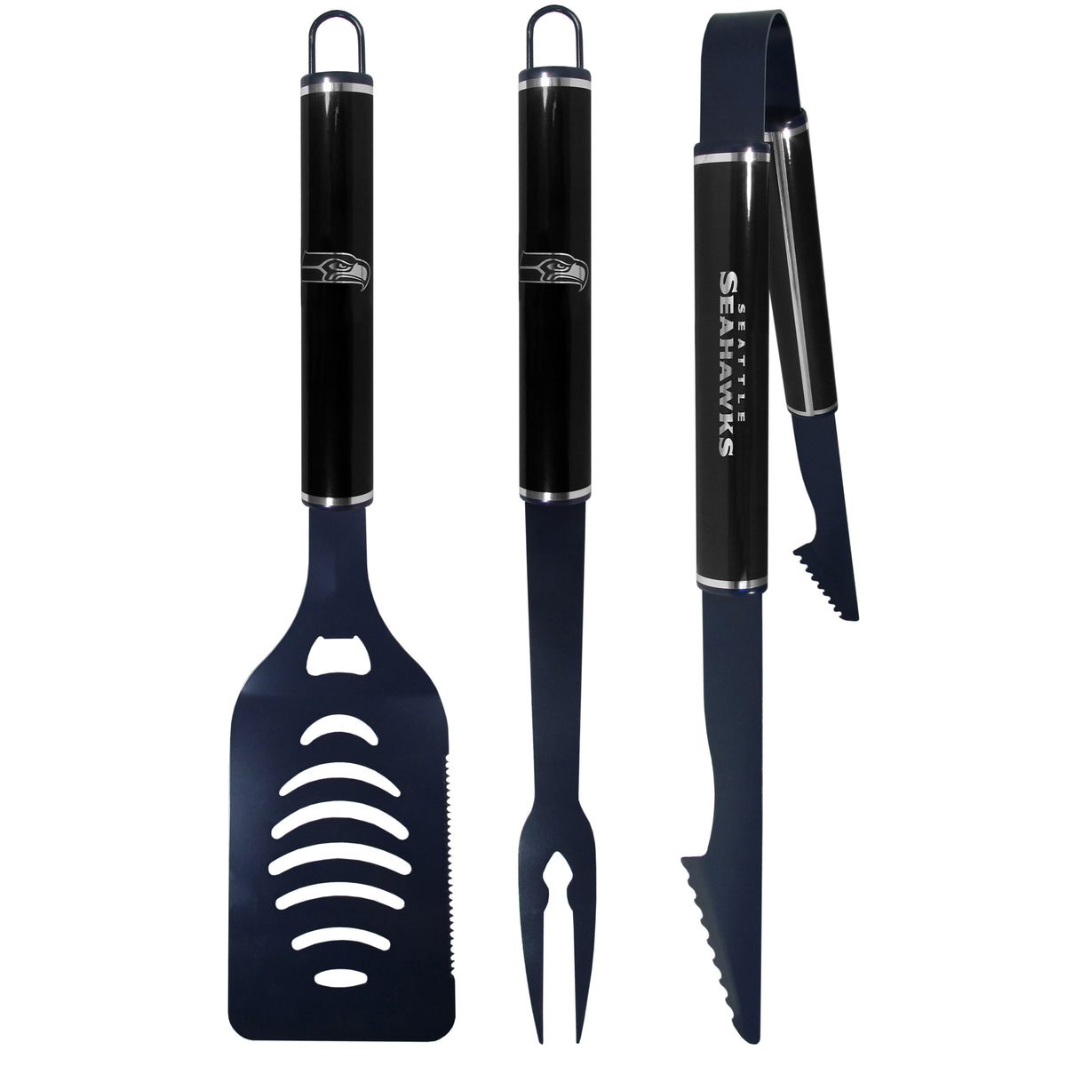 Seattle Seahawks 3 pc Color and Black BBQ Set