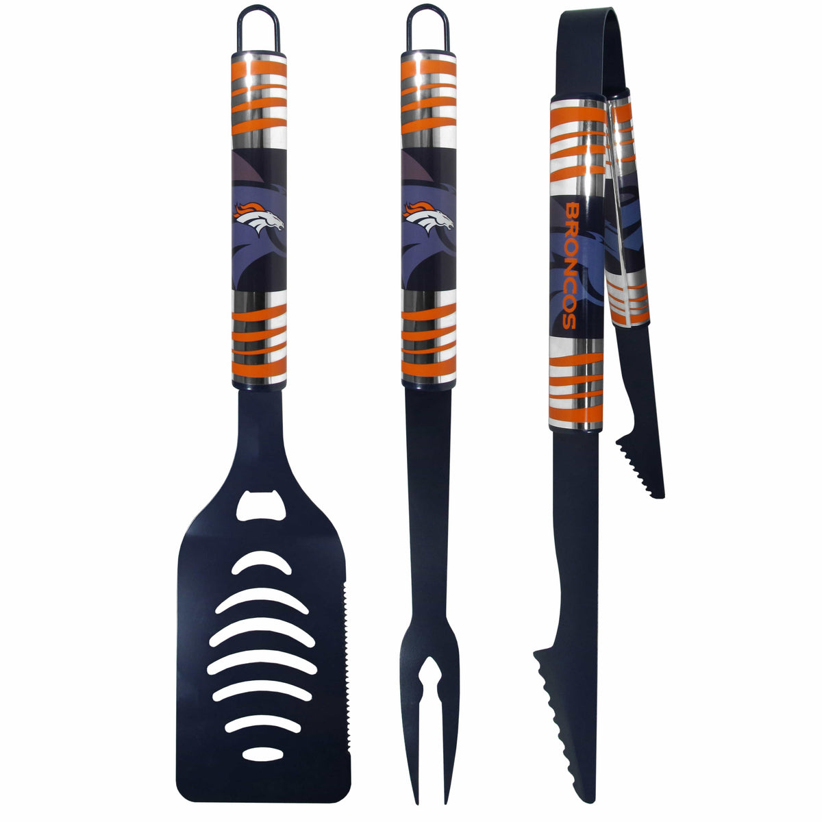 Denver Broncos 3 pc Color BBQ Tool Set - Siskiyou Buckle