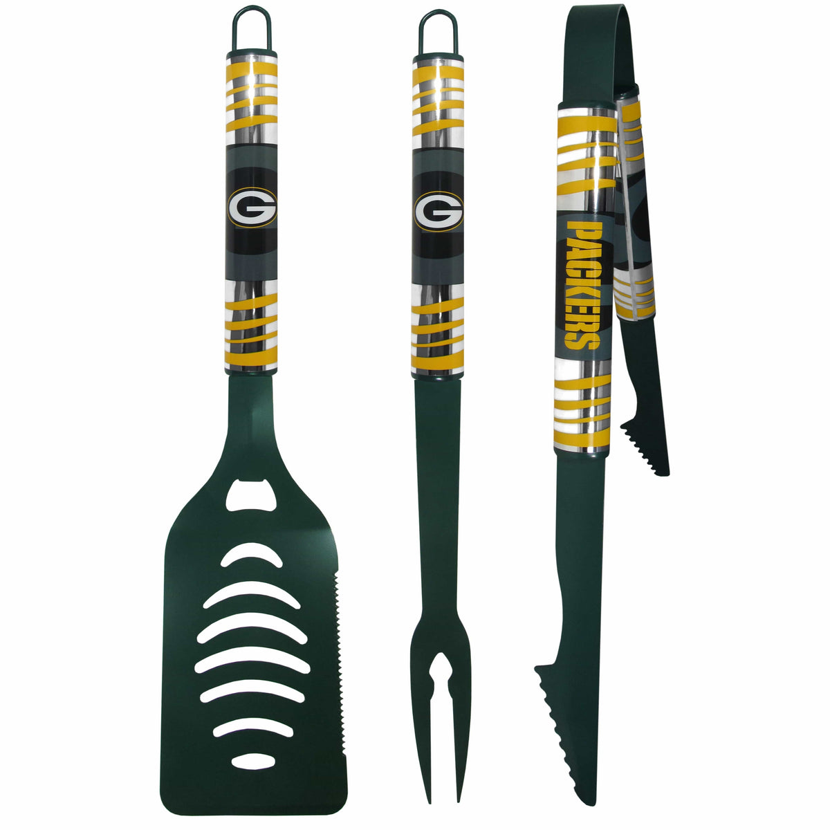 Green Bay Packers 3 pc Color BBQ Tool Set - Siskiyou Buckle