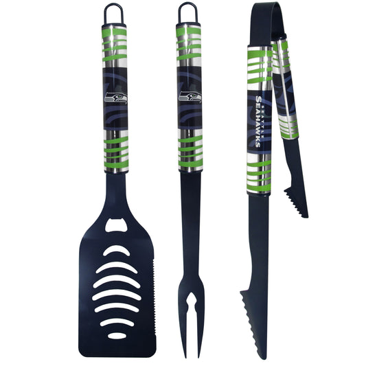 Seattle Seahawks 3 pc Color BBQ Tool Set