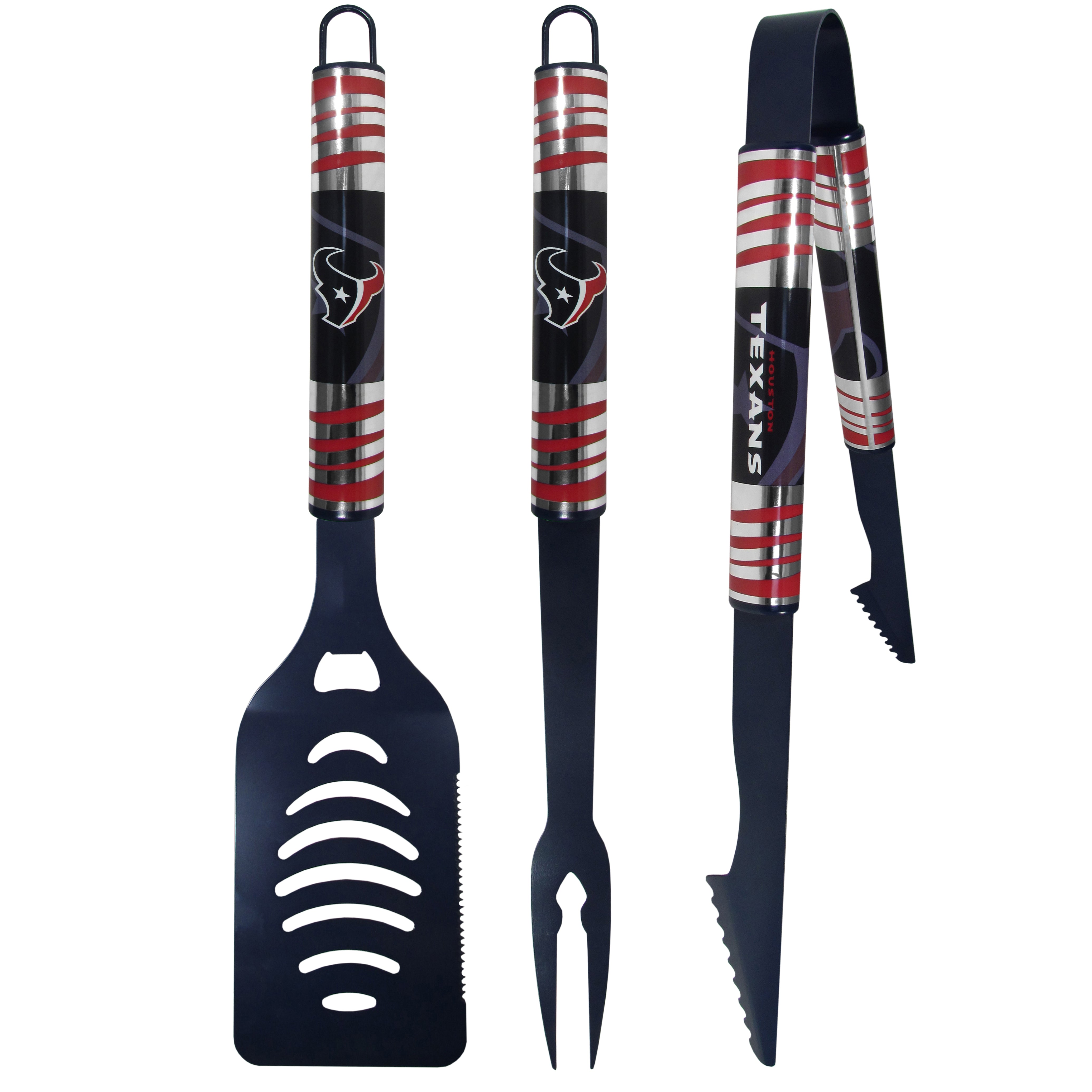 Houston Texans 3 pc Color BBQ Tool Set