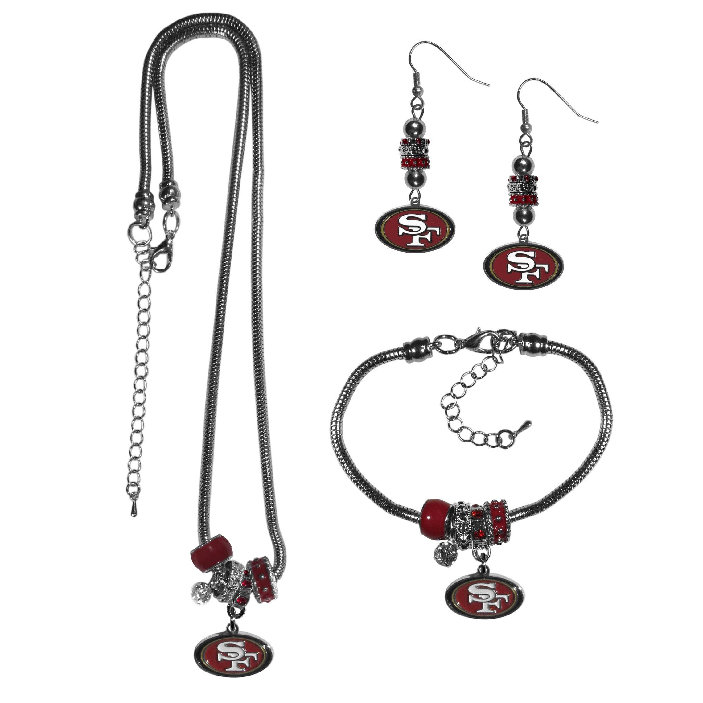 San Francisco 49ers Euro Bead Jewelry 3 piece Set - Flyclothing LLC