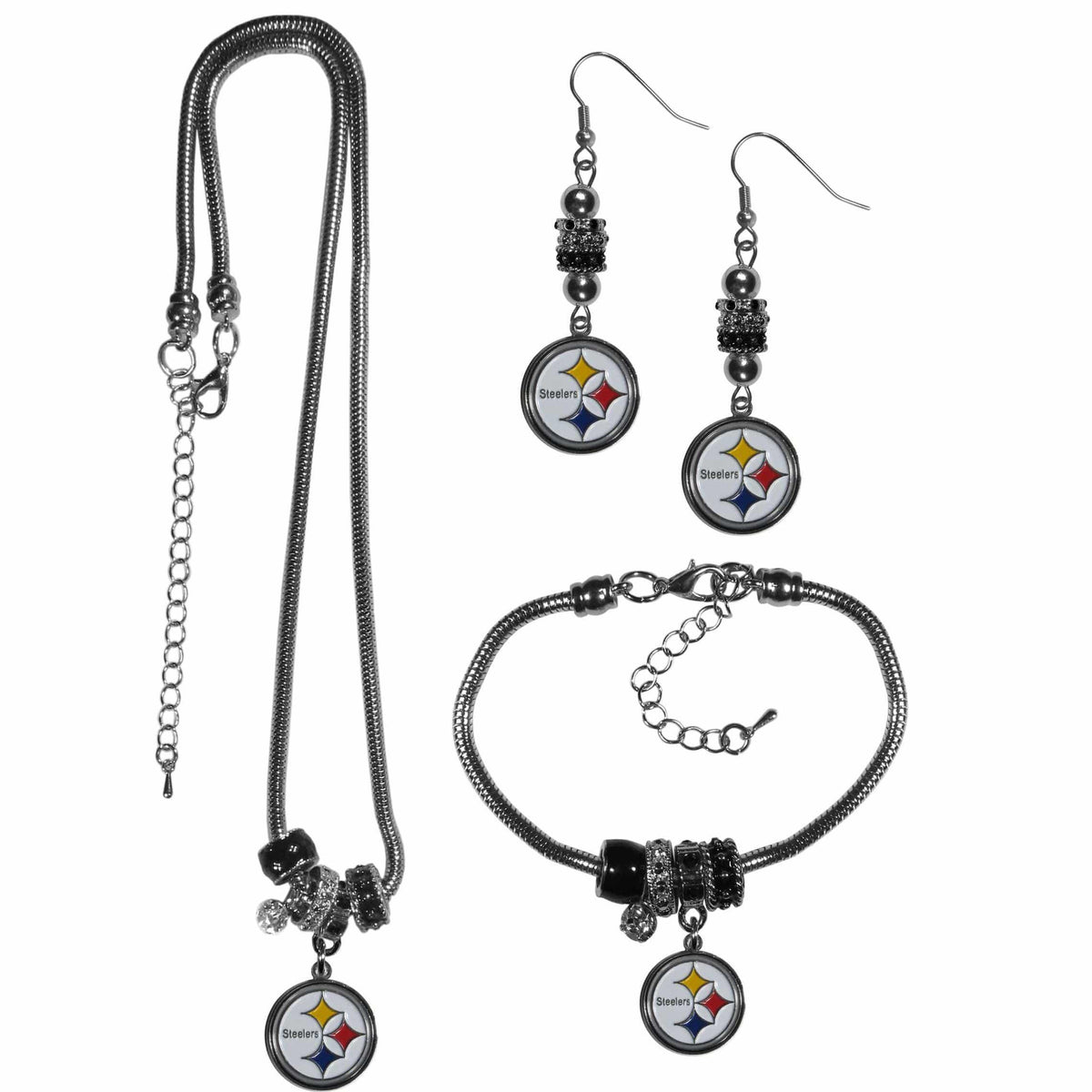 Pittsburgh Steelers Euro Bead Jewelry 3 piece Set - Siskiyou Buckle