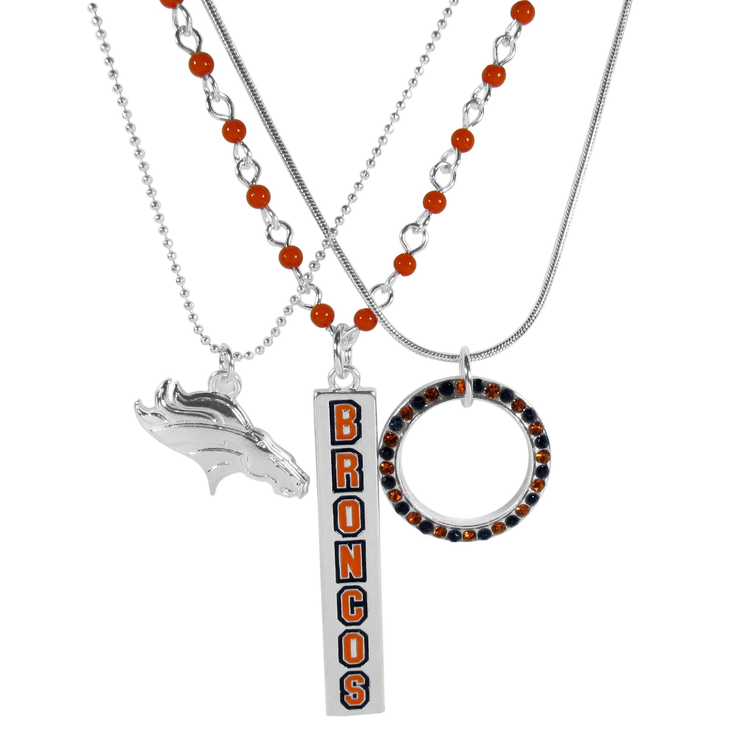 Denver Broncos Trio Necklace Set - Flyclothing LLC