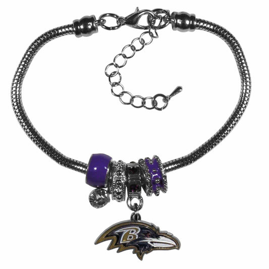 Baltimore Ravens Euro Bead Bracelet - Siskiyou Buckle