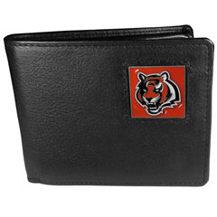 Cincinnati Bengals Leather Bi-fold Wallet Packaged in Gift Box - Flyclothing LLC