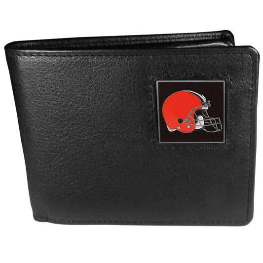 Cleveland Browns Leather Bi-fold Wallet Packaged in Gift Box - Siskiyou Buckle