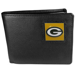 Green Bay Packers Leather Bi-fold Wallet Packaged in Gift Box - Siskiyou Buckle