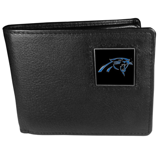 Carolina Panthers Leather Bi-fold Wallet Packaged in Gift Box - Siskiyou Buckle