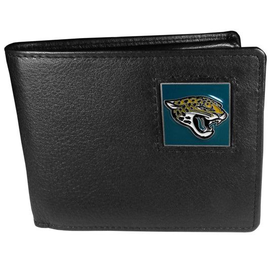 Jacksonville Jaguars Leather Bi-fold Wallet Packaged in Gift Box - Flyclothing LLC