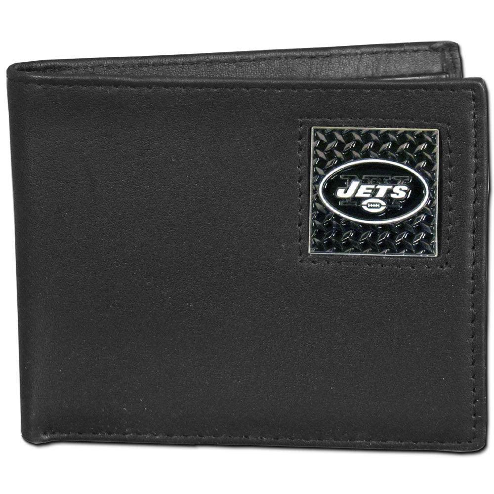 New York Jets Gridiron Leather Bi-fold Wallet Packaged in Gift Box - Flyclothing LLC