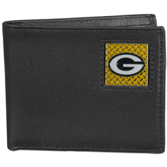 Green Bay Packers Gridiron Leather Bi-fold Wallet Packaged in Gift Box - Siskiyou Buckle