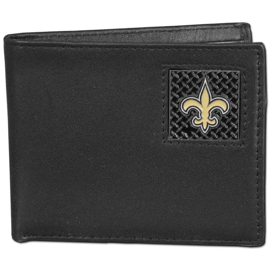 New Orleans Saints Gridiron Leather Bi-fold Wallet Packaged in Gift Box - Siskiyou Buckle