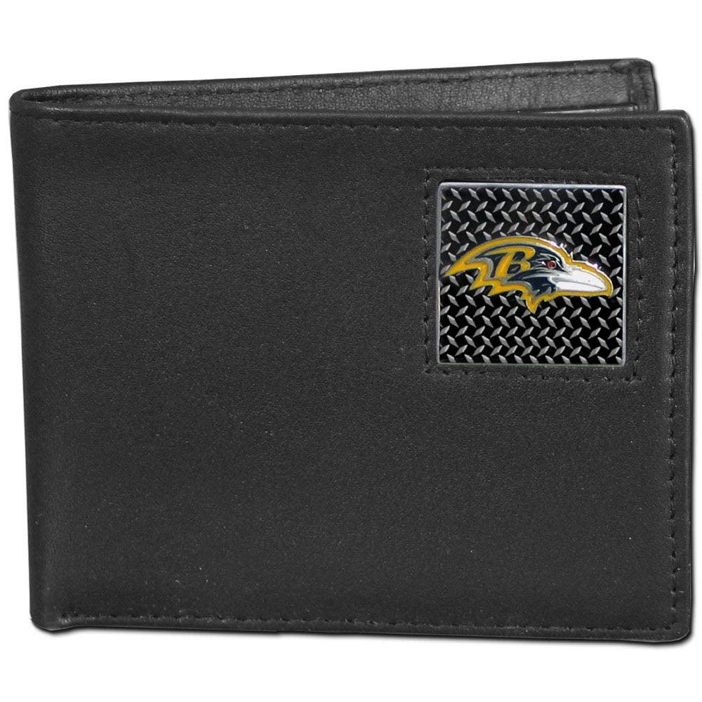 Baltimore Ravens Gridiron Leather Bi-fold Wallet Packaged in Gift Box - Flyclothing LLC