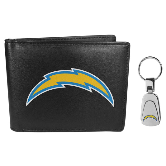 Los Angeles Chargers Bi-fold Wallet & Steel Key Chain - Flyclothing LLC