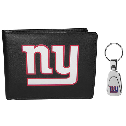 New York Giants Bi-fold Wallet & Steel Key Chain - Siskiyou Buckle