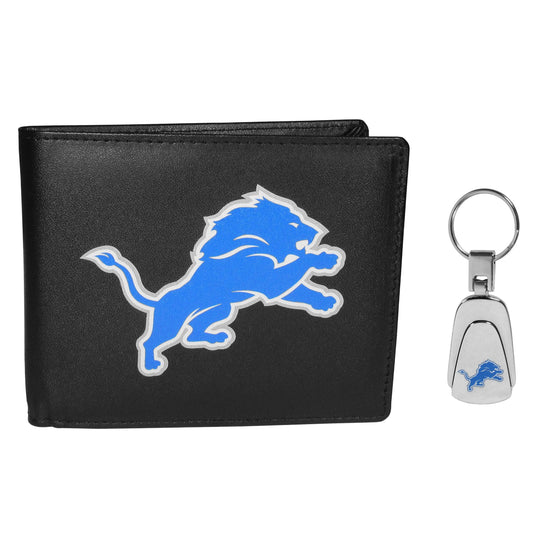 Detroit Lions Bi-fold Wallet & Steel Key Chain - Siskiyou Buckle