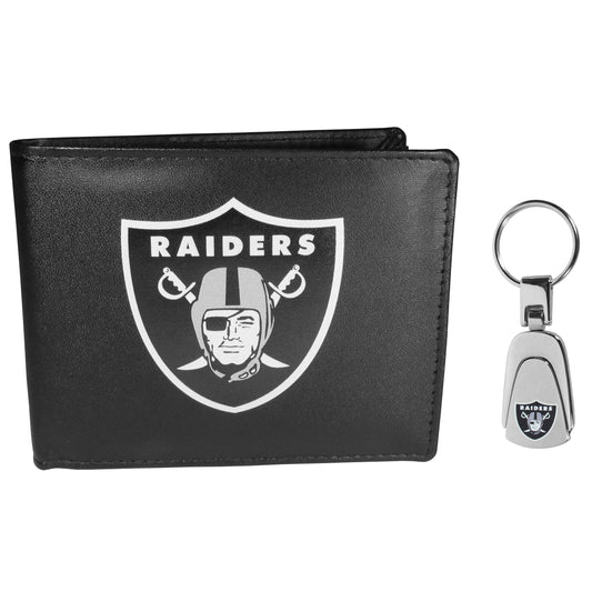 Las Vegas Raiders Bi-fold Wallet & Steel Key Chain - Flyclothing LLC