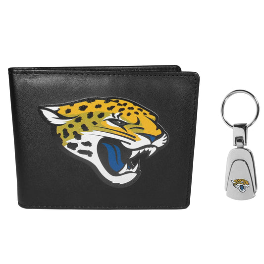 Jacksonville Jaguars Bi-fold Wallet & Steel Key Chain - Flyclothing LLC