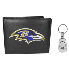 Baltimore Ravens Bi-fold Wallet & Steel Key Chain - Flyclothing LLC