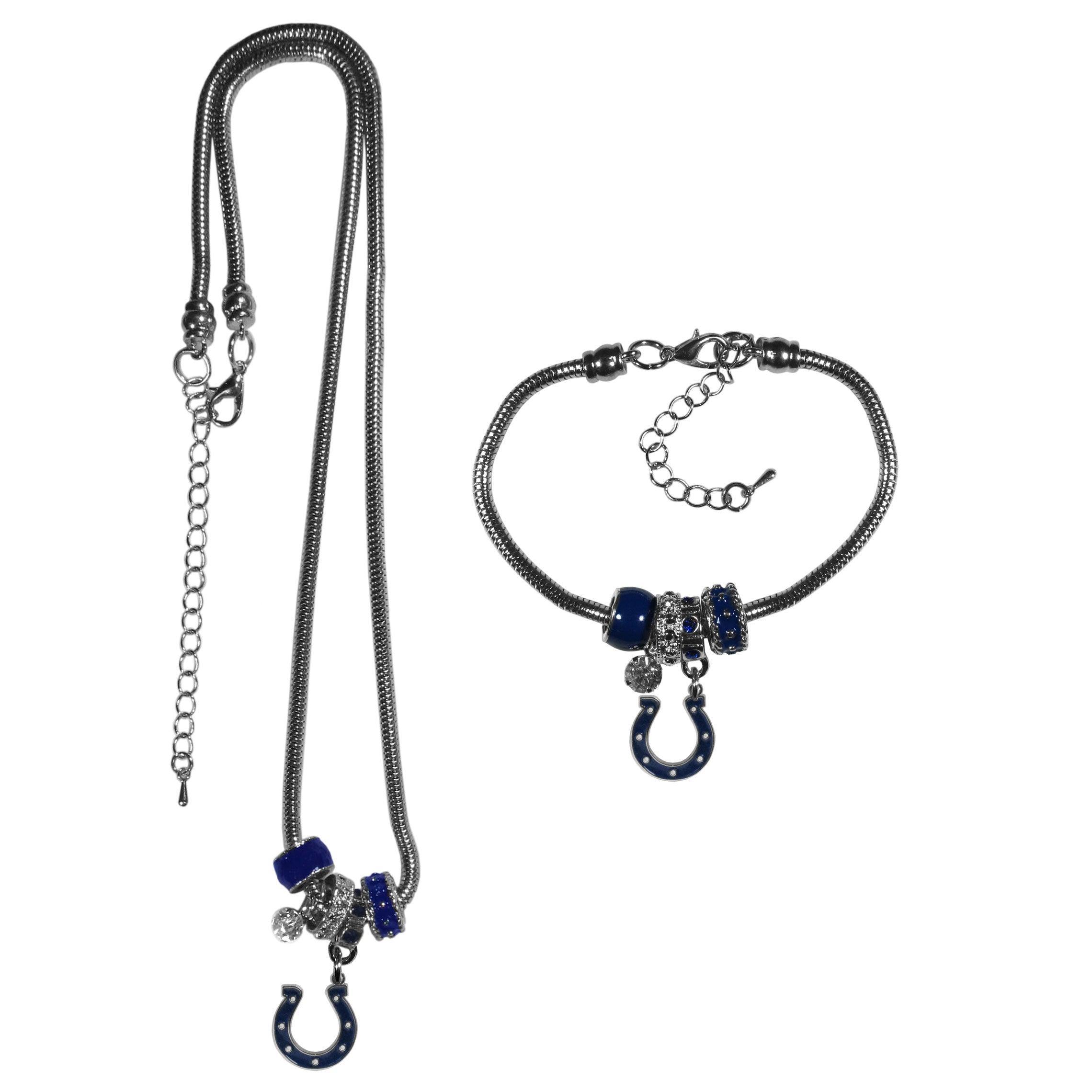 Indianapolis Colts Euro Bead Necklace and Bracelet Set - Flyclothing LLC