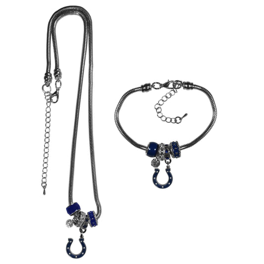 Indianapolis Colts Euro Bead Necklace and Bracelet Set - Flyclothing LLC