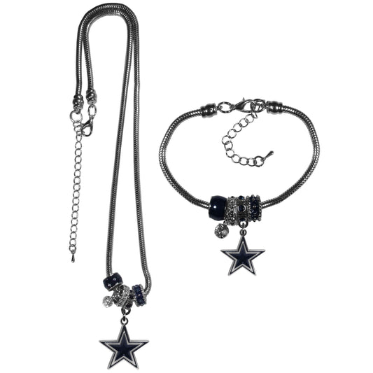 Dallas Cowboys Euro Bead Necklace and Bracelet Set - Siskiyou Buckle