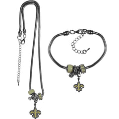 New Orleans Saints Euro Bead Necklace and Bracelet Set - Flyclothing LLC