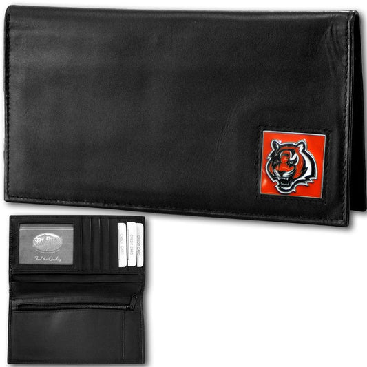 Cincinnati Bengals Deluxe Leather Checkbook Cover - Siskiyou Buckle