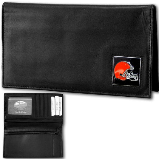 Cleveland Browns Deluxe Leather Checkbook Cover - Siskiyou Buckle