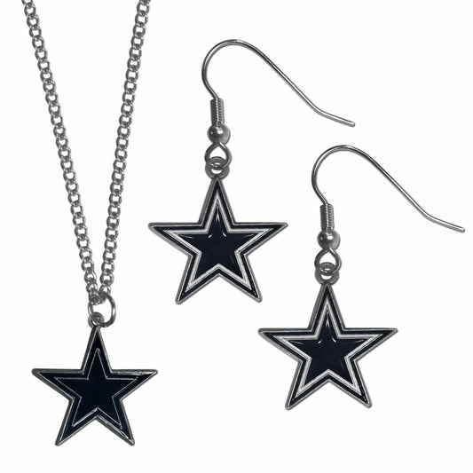 Dallas Cowboys Dangle Earrings and Chain Necklace Set - Siskiyou Buckle