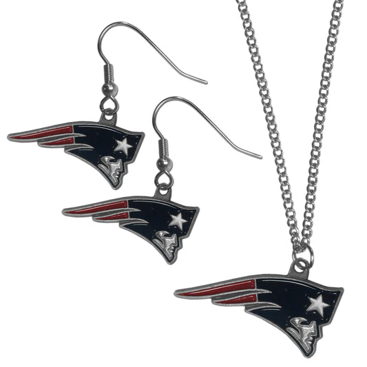 New England Patriots Dangle Earrings and Chain Necklace Set - Siskiyou Buckle