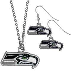 Seattle Seahawks Dangle Earrings and Chain Necklace Set - Flyclothing LLC