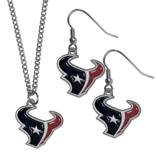 Houston Texans Dangle Earrings and Chain Necklace Set - Siskiyou Buckle