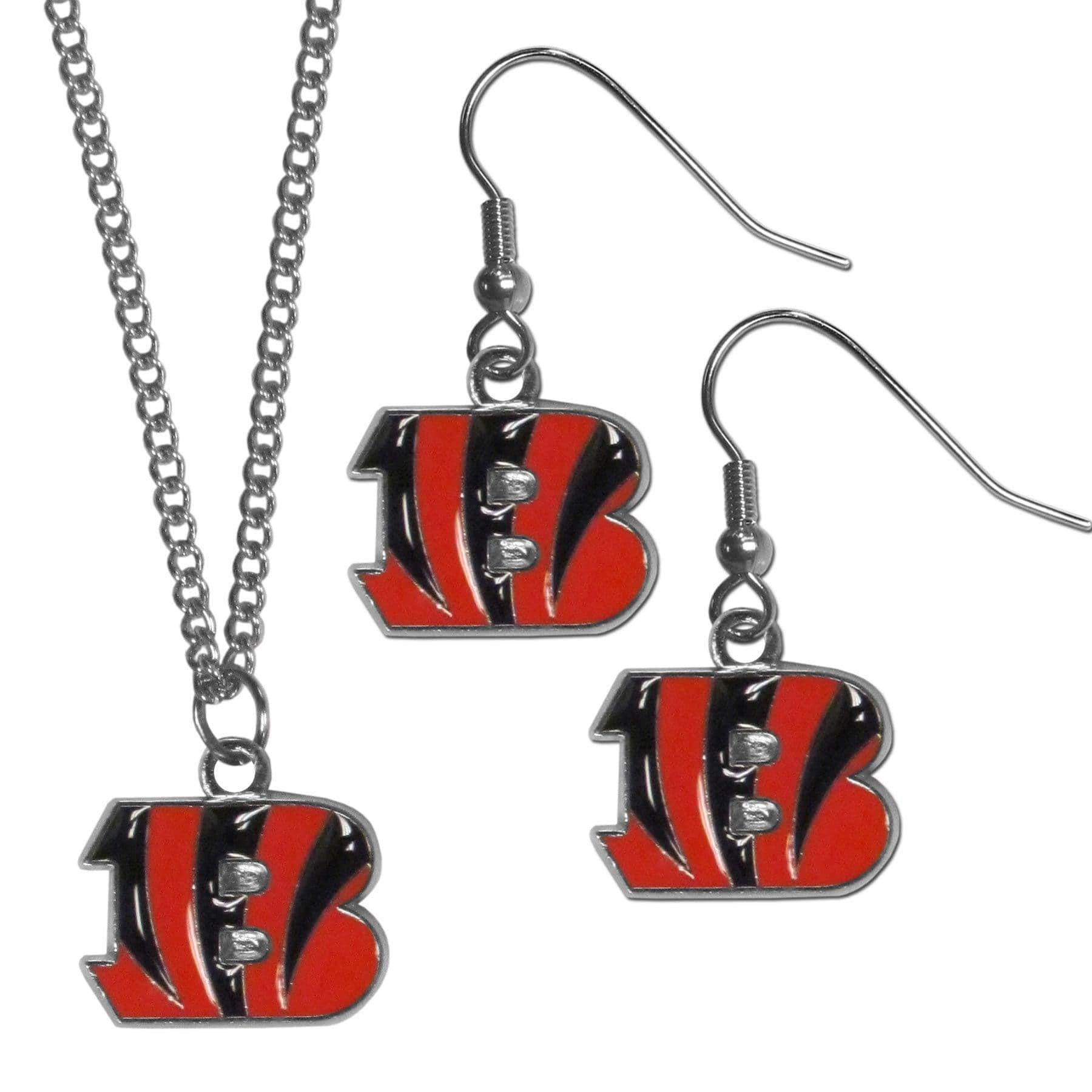 Cincinnati Bengals Dangle Earrings and Chain Necklace Set - Siskiyou Buckle