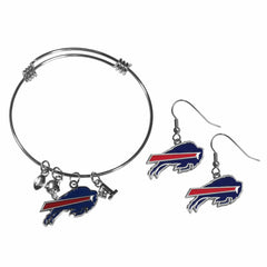 Buffalo Bills Dangle Earrings and Charm Bangle Bracelet Set - Siskiyou Buckle