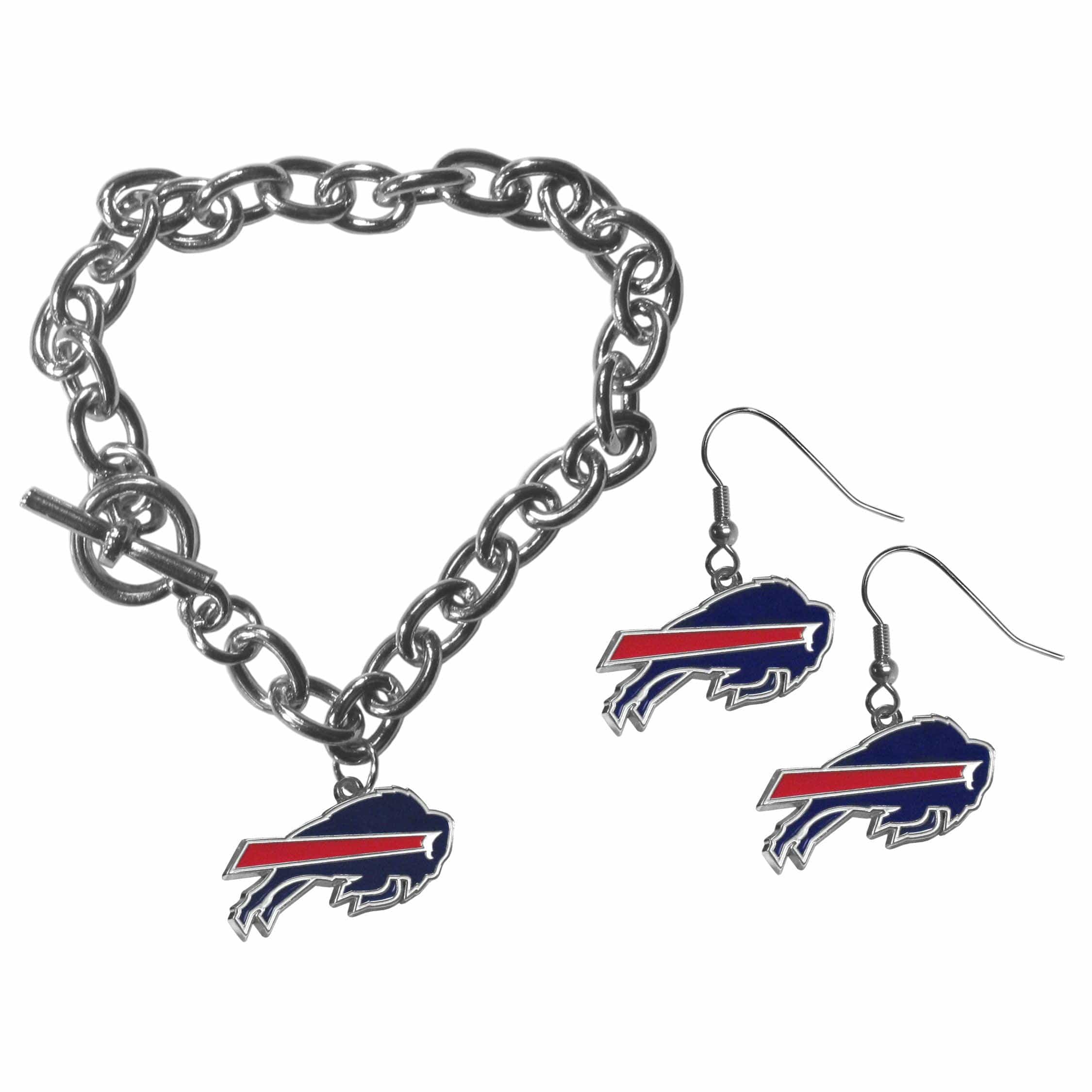 Buffalo Bills Chain Bracelet and Dangle Earring Set - Siskiyou Buckle