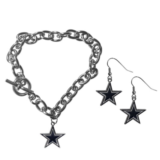 Dallas Cowboys Chain Bracelet and Dangle Earring Set - Flyclothing LLC