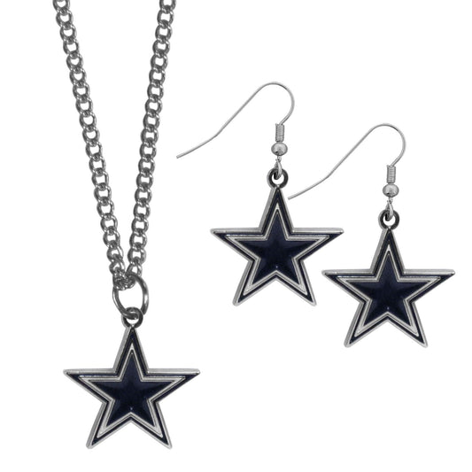 Dallas Cowboys Dangle Earrings and Chain Necklace Set - Siskiyou Buckle