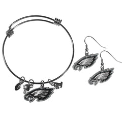 Philadelphia Eagles Dangle Earrings and Charm Bangle Bracelet Set - Flyclothing LLC