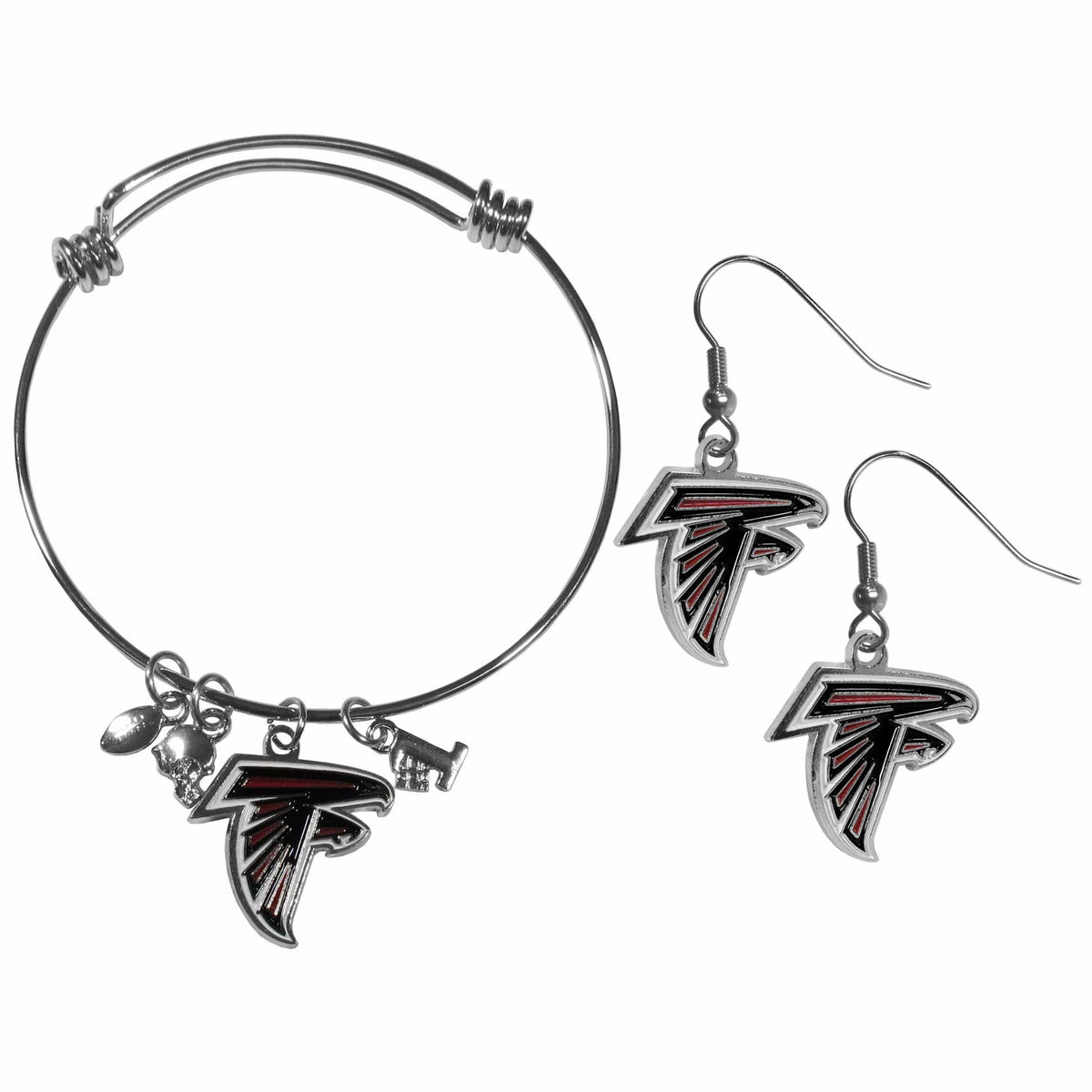 Atlanta Falcons Dangle Earrings and Charm Bangle Bracelet Set - Siskiyou Buckle