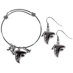 Atlanta Falcons Dangle Earrings and Charm Bangle Bracelet Set - Flyclothing LLC