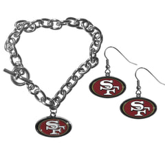 San Francisco 49ers Chain Bracelet and Dangle Earring Set - Flyclothing LLC