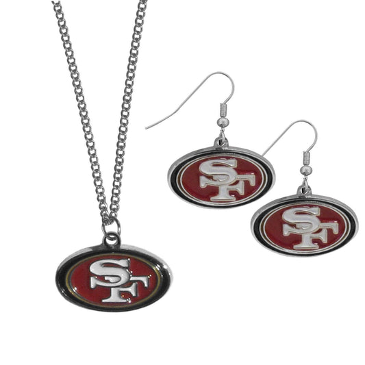 San Francisco 49ers Dangle Earrings and Chain Necklace Set - Flyclothing LLC